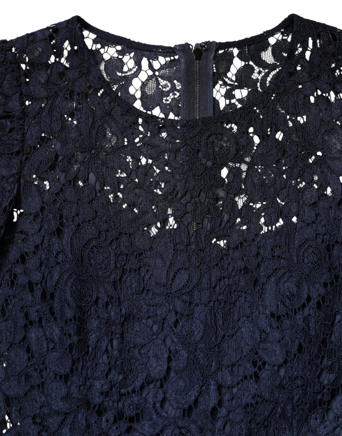 Dolce & Gabbana Blue Lace Ruffle A-line Knee Length Dress