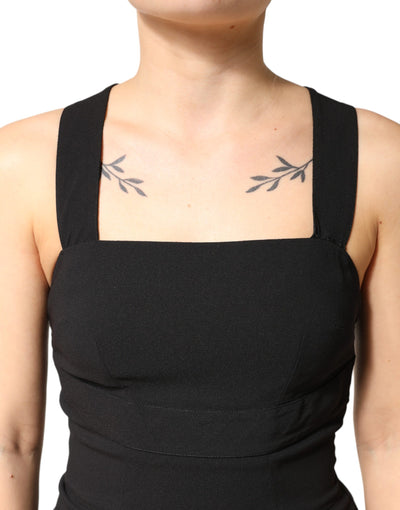 Dolce & Gabbana Black Square Neck Sleeveless Midi Dress