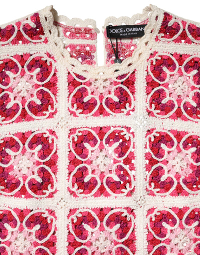 Dolce & Gabbana Multicolor Brick Stitched Crochet Mini Dress