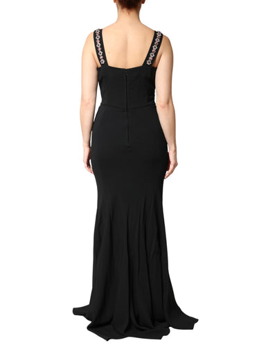 Dolce & Gabbana Black Embellished Bodycon Long Gown Dress