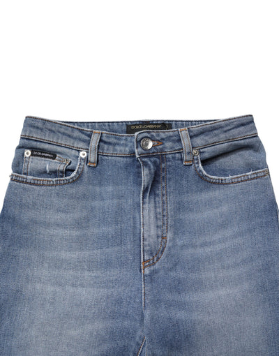 Dolce & Gabbana Blue Washed Cotton Skinny Denim Trouser Jeans