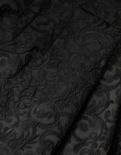 Dolce & Gabbana Black Floral Brocade High Waisted Trouser Pants