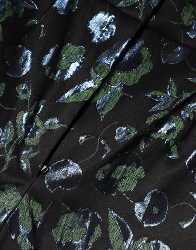 Dolce & Gabbana BlueGreen Floral Metallic Slim Trouser Pants