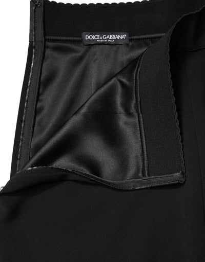 Dolce & Gabbana Black Mid Waist A-line Knee Length Skirt