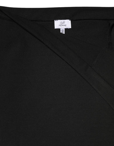 GF Ferre Black Polyester Pencil Cut Knee Length Women Skirt