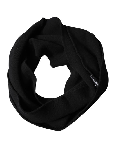 Dolce & Gabbana Black Wool Knitted Neck Wrap Foulard  Scarf