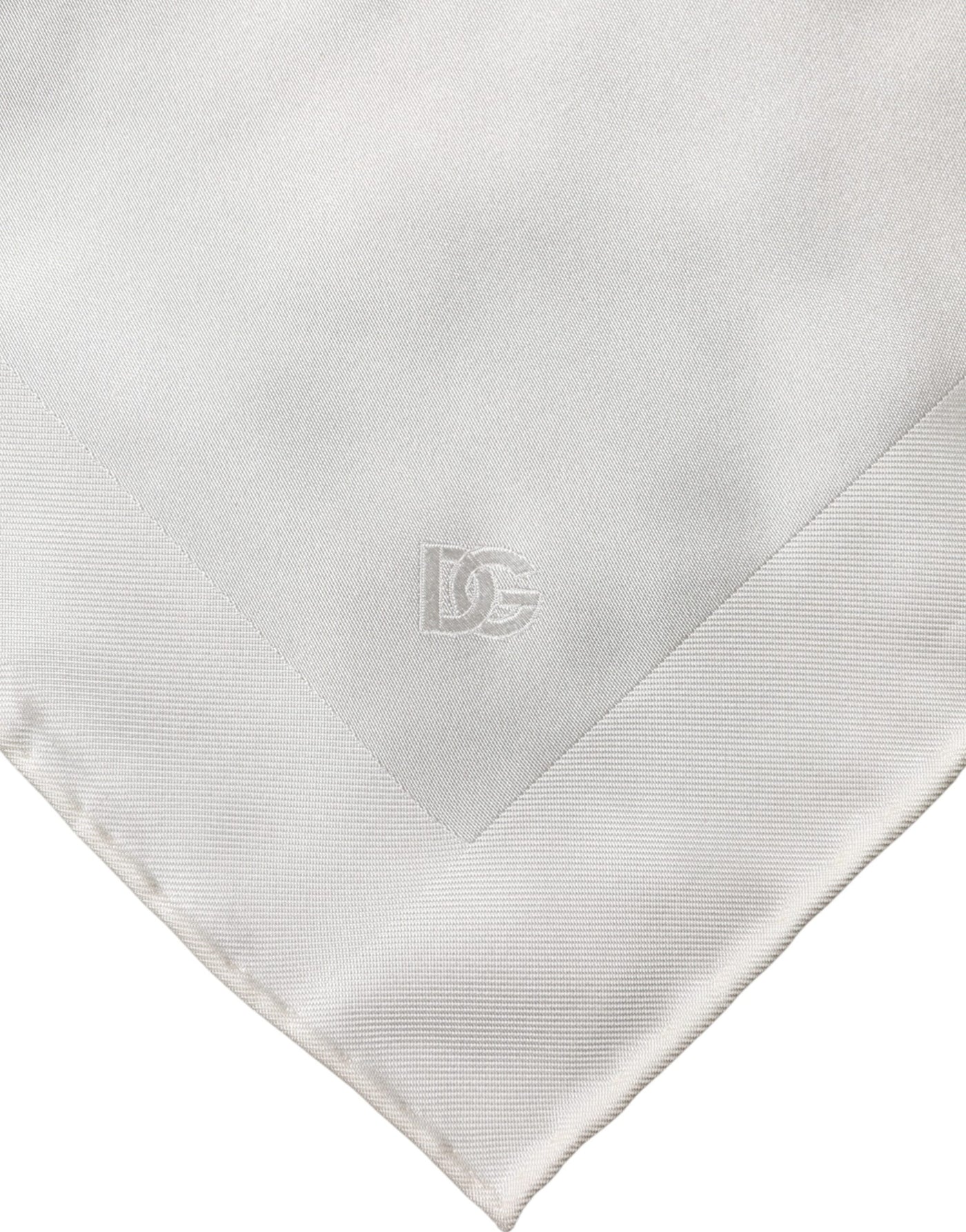 Dolce & Gabbana White Logo Silk Square Handkerchief Scarf