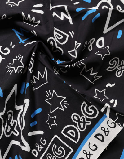 Dolce & Gabbana Multicolor Graphic Cotton Square Foulard  Scarf