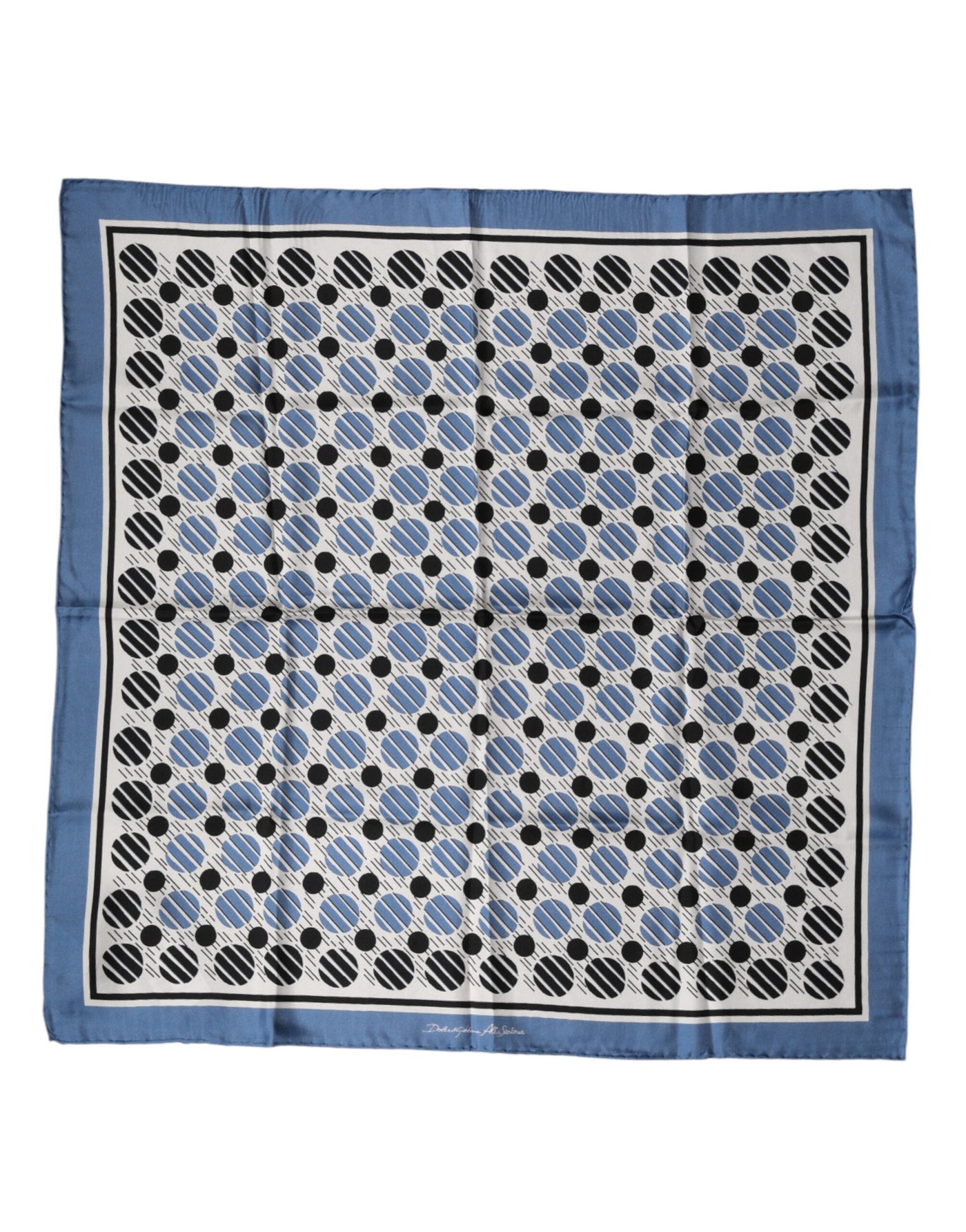 Dolce & Gabbana Blue Dotted Silk Square Foulard 66cm Scarf