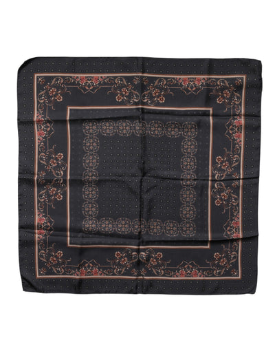 Dolce & Gabbana Black Patterned Square Foulard Scarf