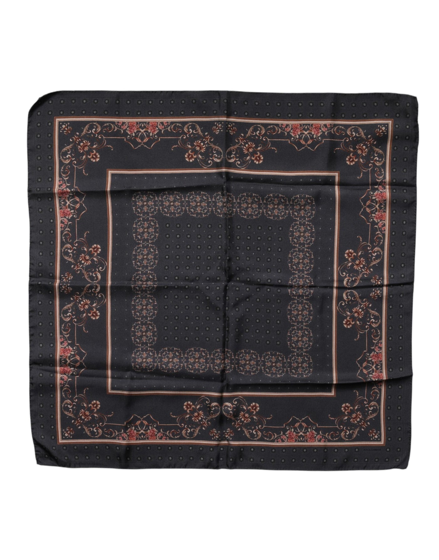 Dolce & Gabbana Black Patterned Square Foulard Scarf