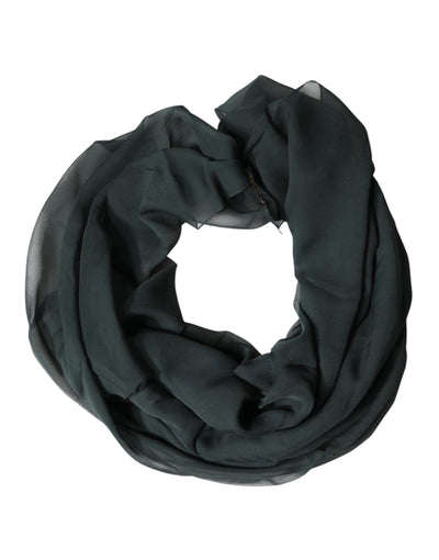 Dolce & Gabbana Dark Green Silk Neck Wrap Foulard  Scarf