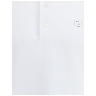 Fendi White Cotton Polo Shirt