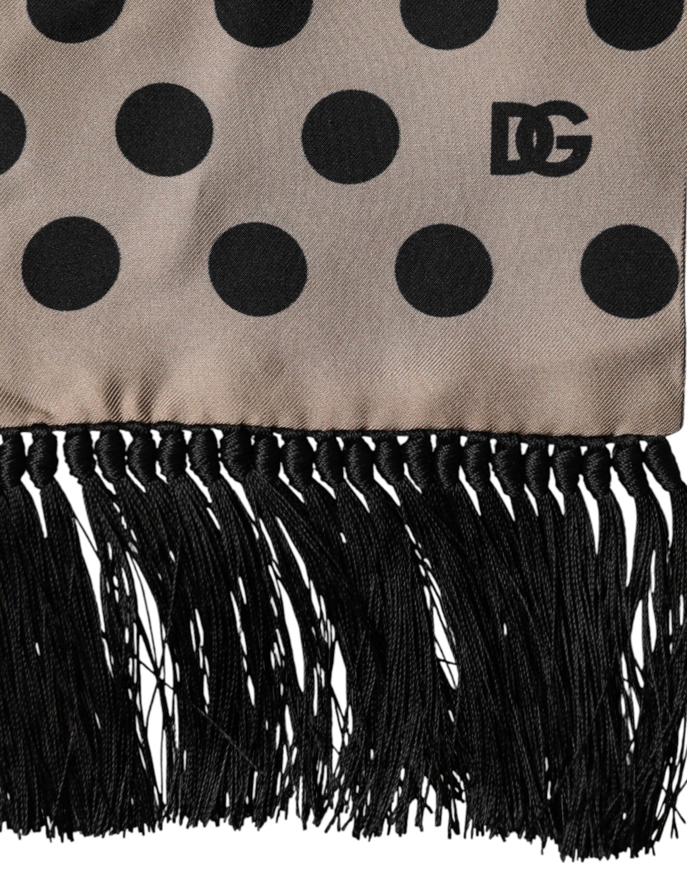 Dolce & Gabbana Brown Polka Dot Silk Fringes Foulard Scarf