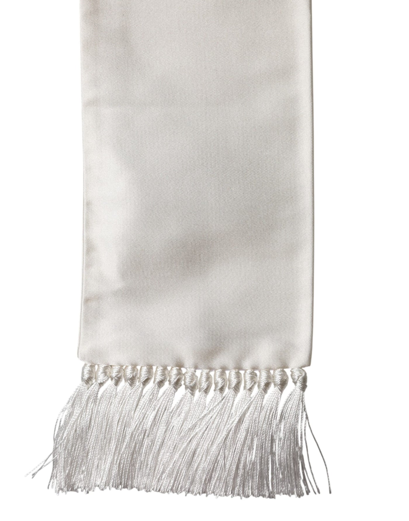 Dolce & Gabbana White Silk Fringes Neck Wrap Foulard  Scarf