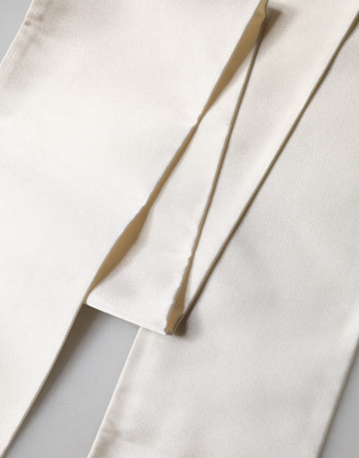 Dolce & Gabbana White Silk Fringes Neck Wrap Foulard  Scarf