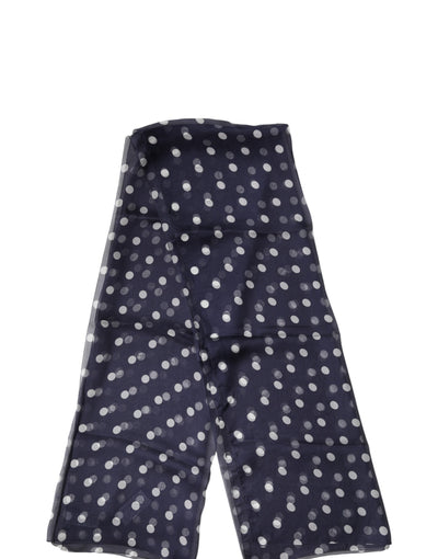 Dolce & Gabbana Blue Polka Dot Silk Neck Wrap Shawl 205cm x 132cm Scarf