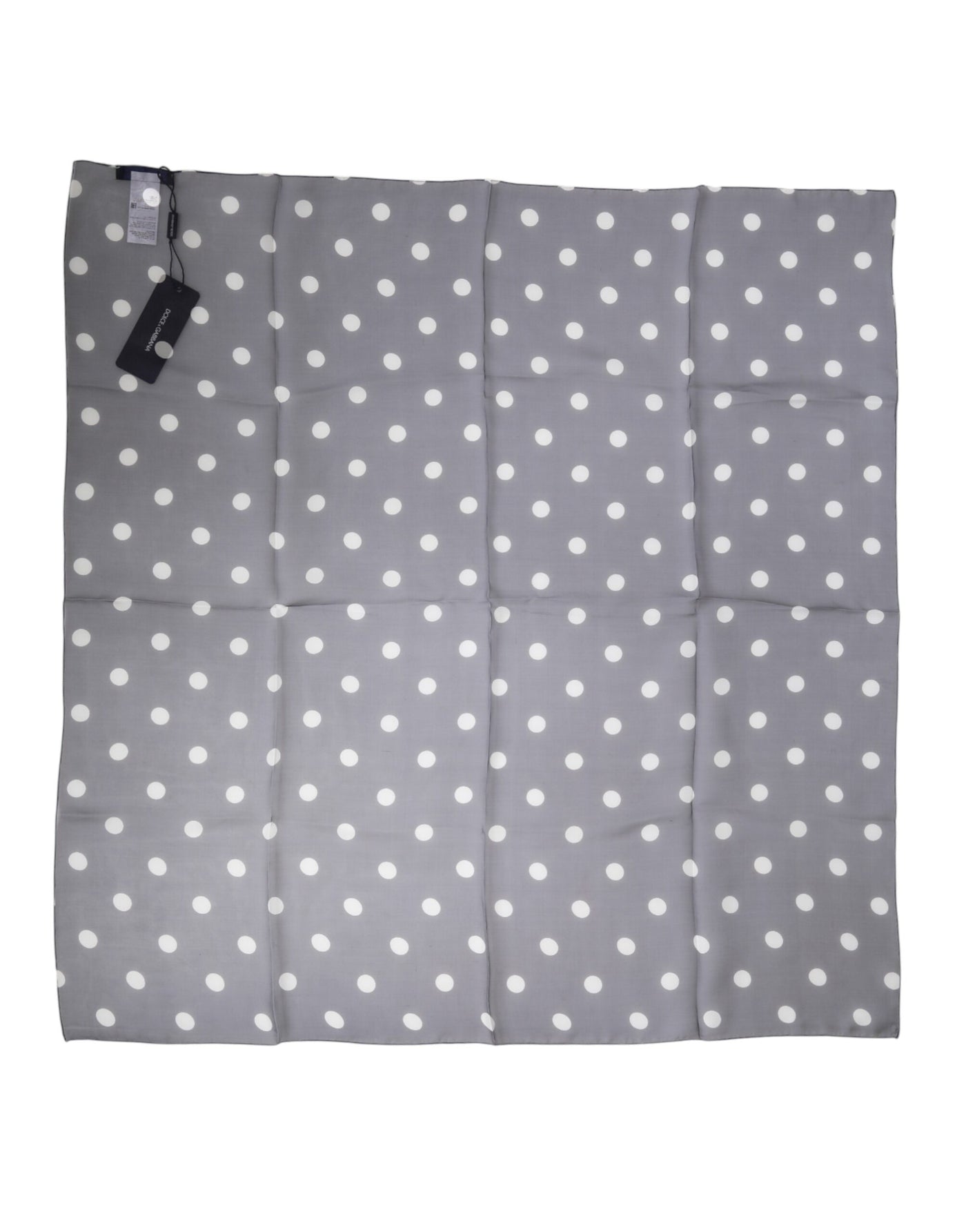 Dolce & Gabbana Blue Polka Dot Silk Square Foulard 91.5cm x 89.5cm Scarf