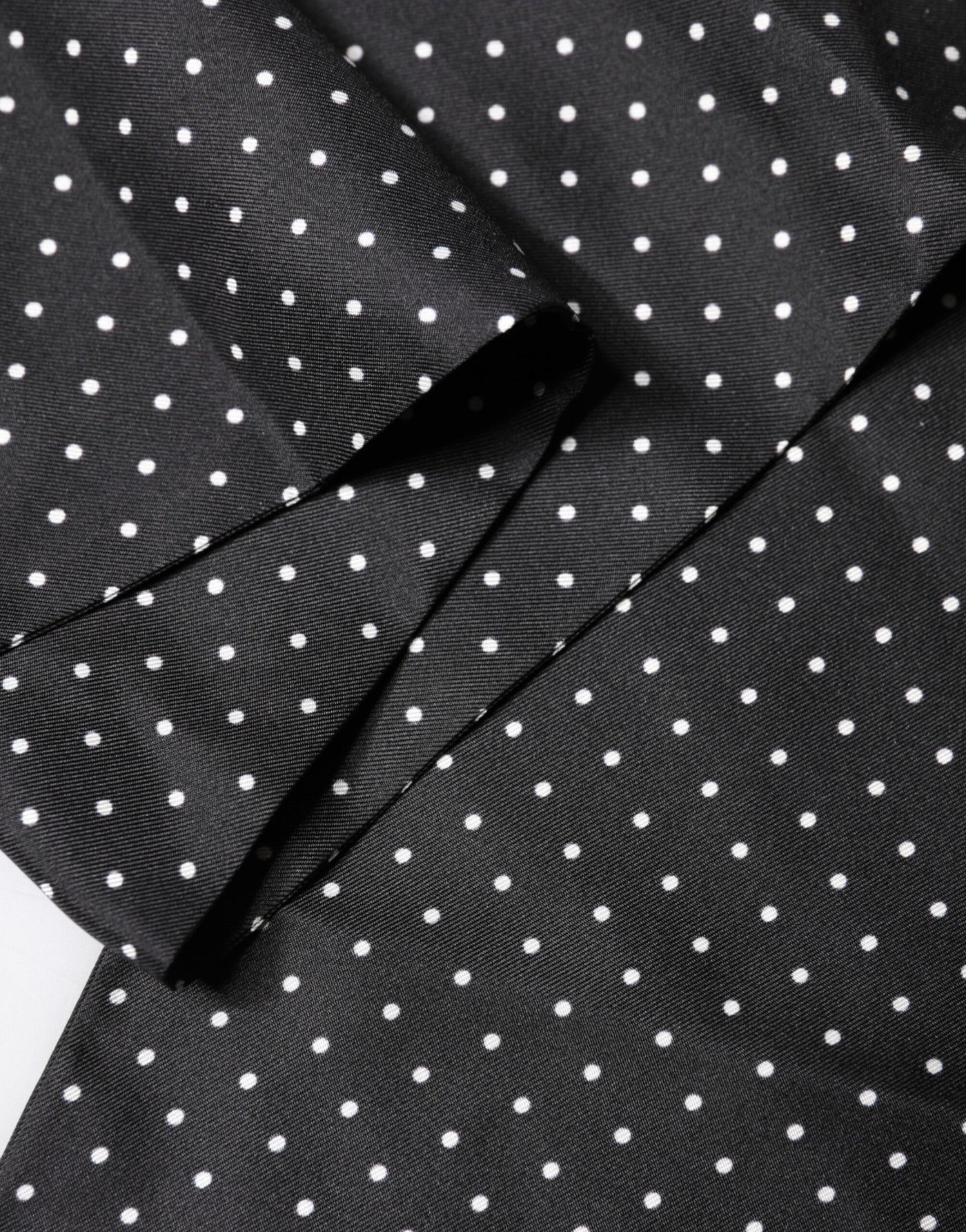 Dolce & Gabbana Black Polka Dot Fringes Silk Foulard 139cm x 14.5cm Scarf