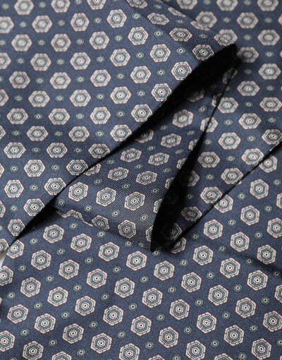 Dolce & Gabbana Blue Patterned Silk Fringes Foulard 138cm x 15.5cm Scarf