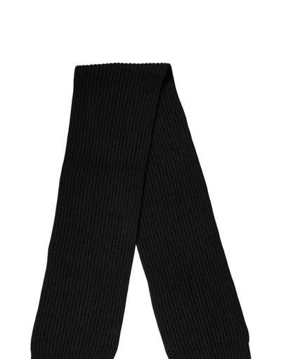 Dolce & Gabbana Black Cashmere Knit Neck Wrap Shawl 202cm x 26cm  Scarf