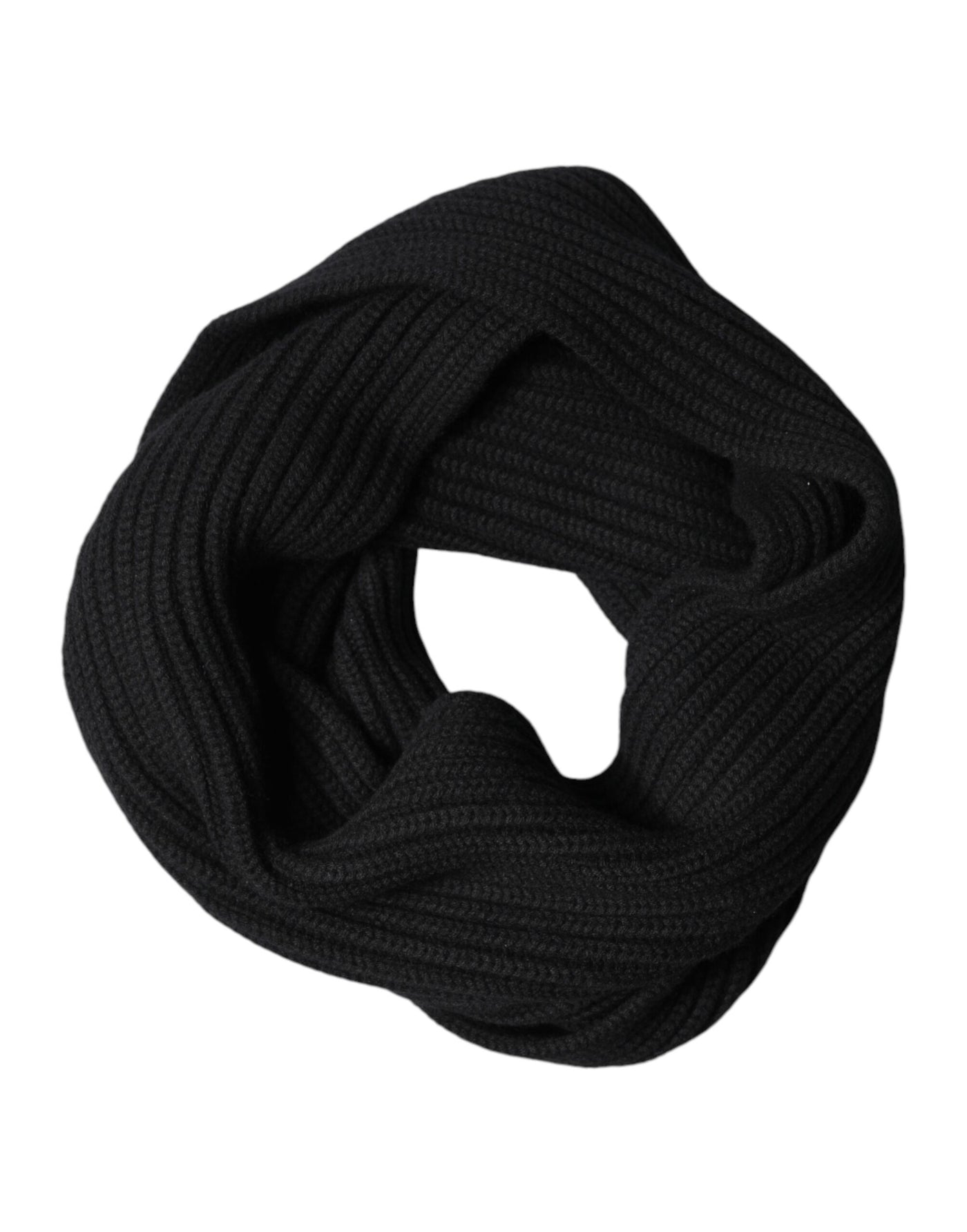 Dolce & Gabbana Black Cashmere Knit Neck Wrap Shawl 202cm x 26cm  Scarf