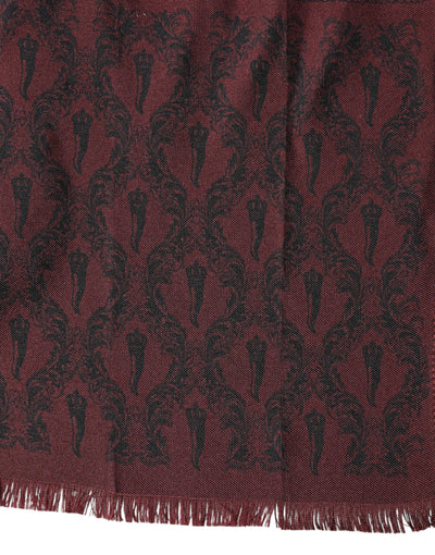 Dolce & Gabbana Maroon Patterned Silk Wrap Foulard Men 133cm x 22cm Scarf