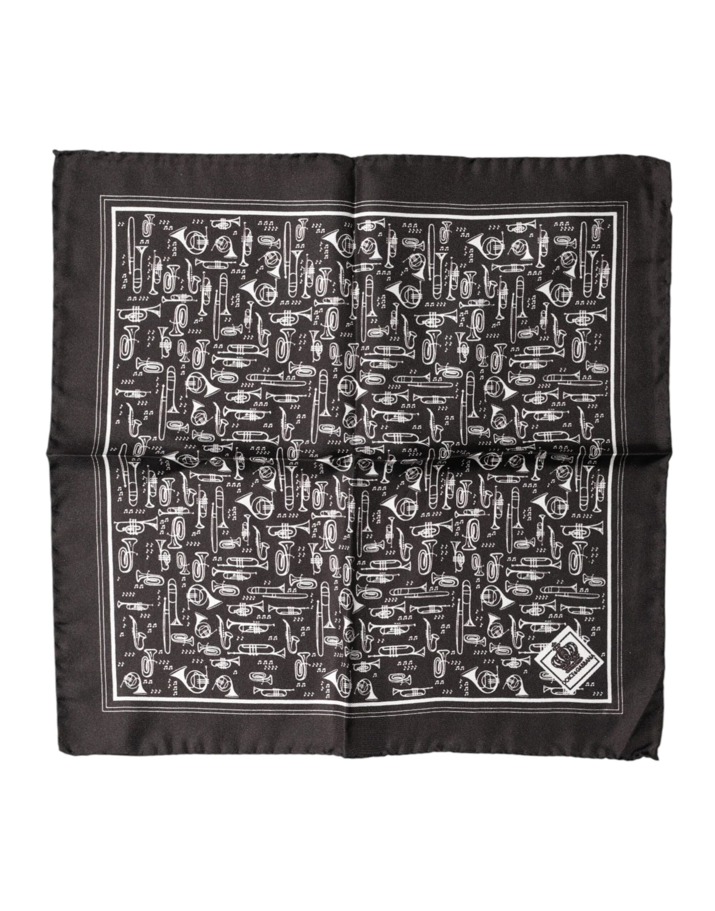 Dolce & Gabbana Brown Jazz Club Square Handkerchief Men 32cm x 31cm Scarf