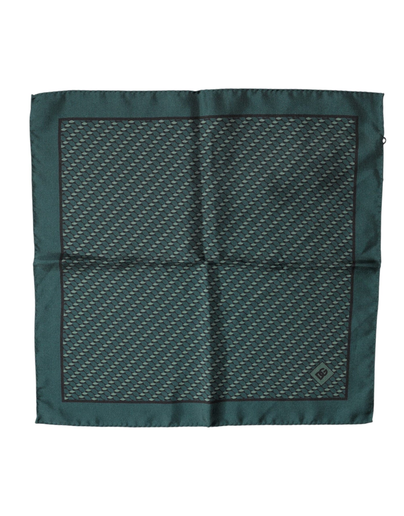 Dolce & Gabbana Dark Green Silk Patterned Handkerchief 32cm x 31cm Scarf