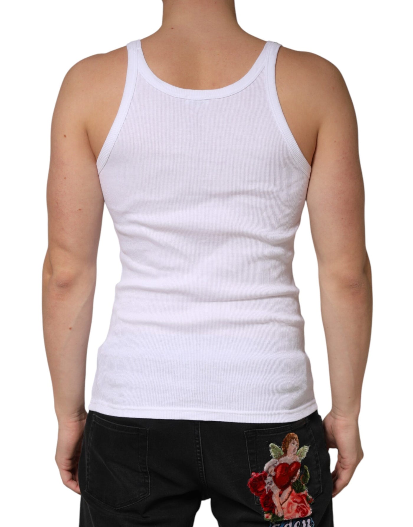 Dolce & Gabbana White Sleeveless Round Neck Tank Top T-shirt