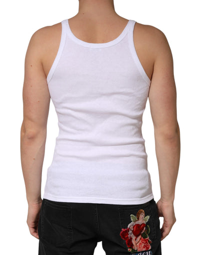 Dolce & Gabbana White Sleeveless Round Neck Tank Top T-shirt