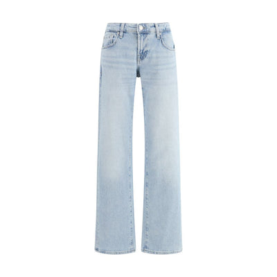 7FOR Light Blue Cotton Straight-Leg Jeans