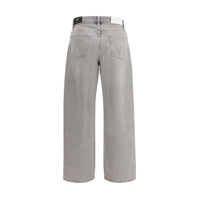 7FOR Gray Cotton Relaxed Fit Jeans