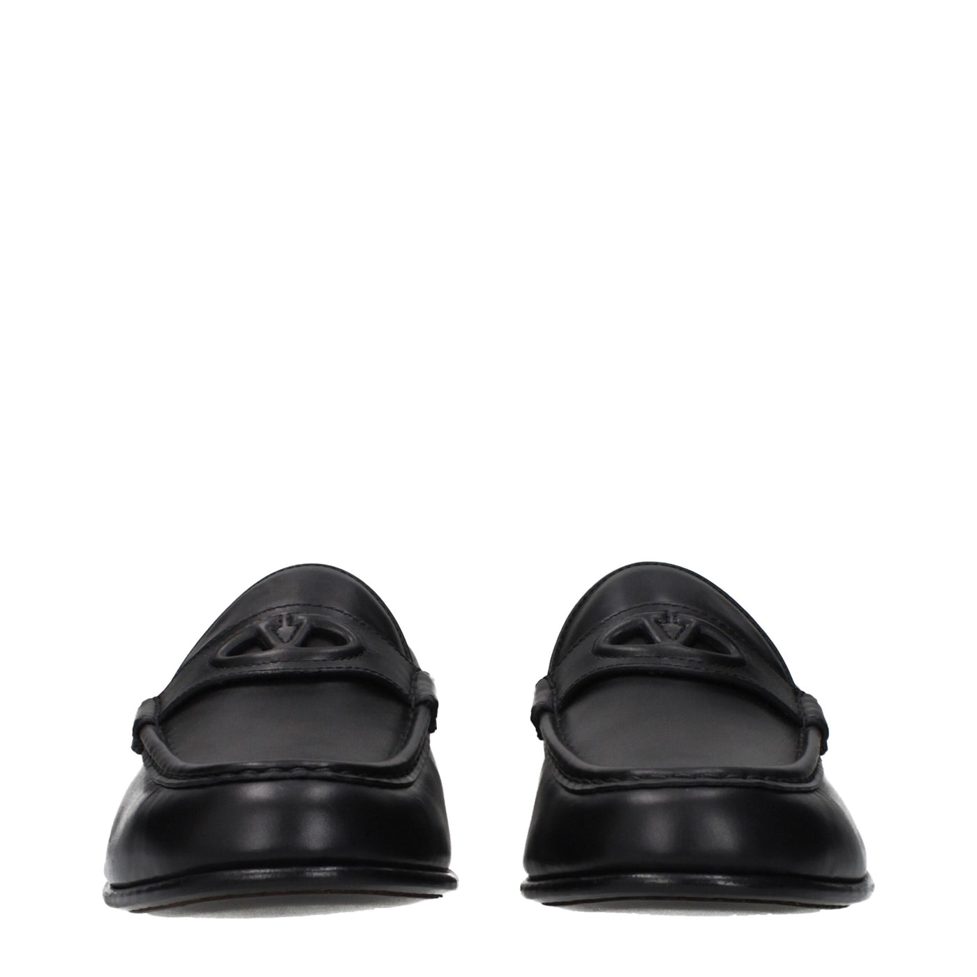 Valentino Garavani Black Leather Slip-On Loafers