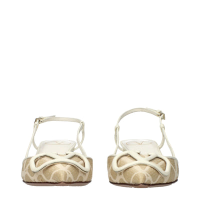 Valentino Garavani Beige Raffia Strap-On Sandals
