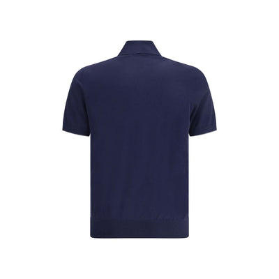 Brunello Cucinelli Blue Cotton Polo Shirt