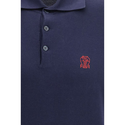 Brunello Cucinelli Blue Cotton Polo Shirt