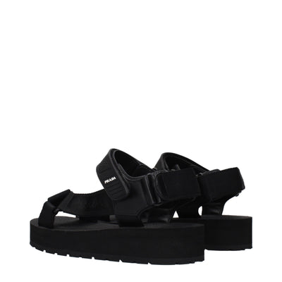 Prada Black Fabric Flat Sandals