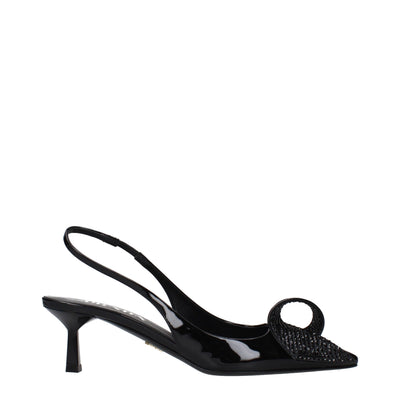 Prada Black Leather Stiletto Heel Sandals