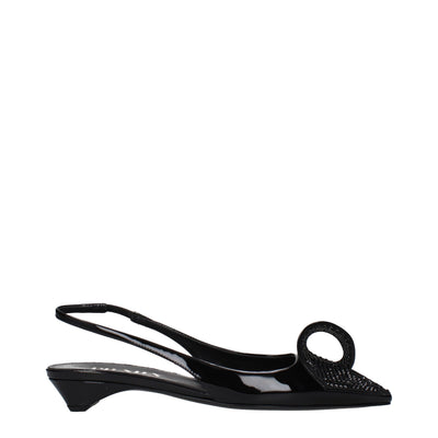 Prada Black Leather Flat Sandals