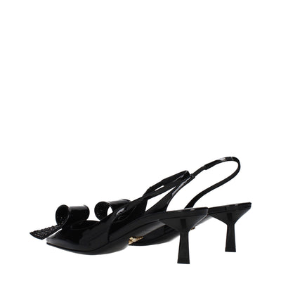 Prada Black Leather Stiletto Heel Sandals