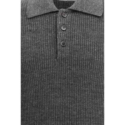 Brunello Cucinelli Gray Cotton Polo Shirt