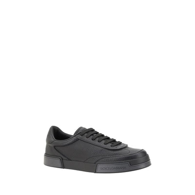 Dolce & Gabbana Black Calf Leather Bos Taurus Sneakers