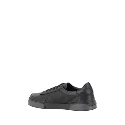 Dolce & Gabbana Black Calf Leather Bos Taurus Sneakers