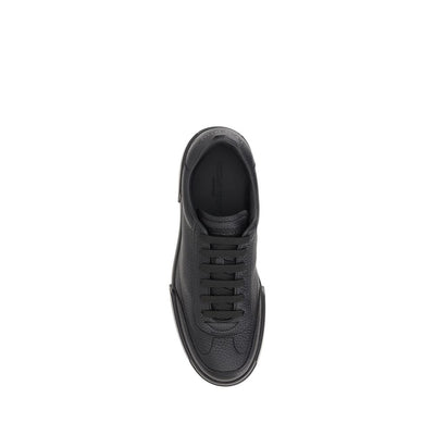 Dolce & Gabbana Black Calf Leather Bos Taurus Sneakers