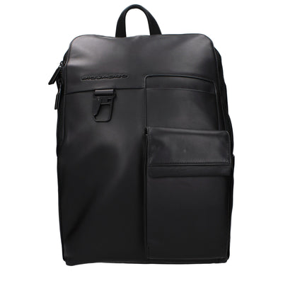 Piquadro Black Leather Backpack